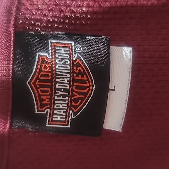 HARLEY DAVIDSON Long Sleeve Thermal Shirt XL Maroon Bikercore Graphic Tee EUC - Picture 10 of 13
